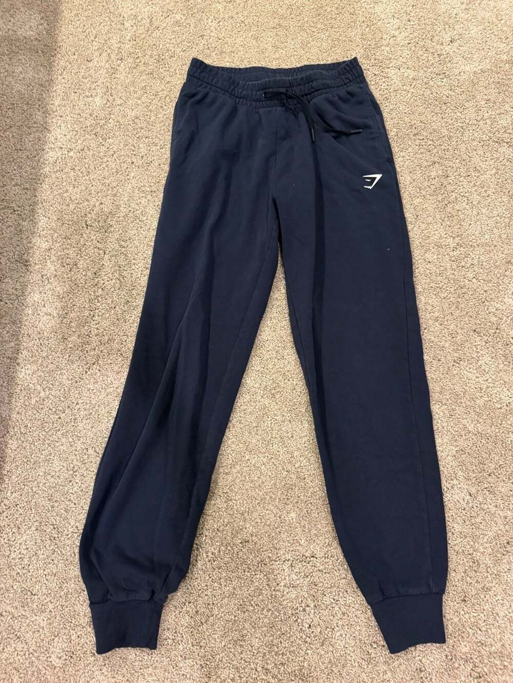 Gymshark Navy Blue Joggers Sweatpants with Logo and Drawstring Size S